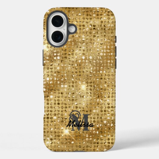 Elegantes Gold Diamond gestuftes Mustermonogramm Case-Mate iPhone Hülle (Rückseite)