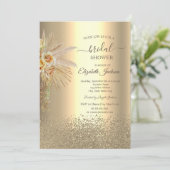 Elegantes Gold Diamonds Boho Blume Brautparty Einladung (Stehend Vorderseite)