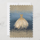 Elegantes Gold Diamonds Dress Blue Brautparty Einladung (Rückseite)