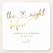 Elegantes Gold Die Nacht vor der Hochzeit Rechteckiger Pappuntersetzer (Vorderseite)