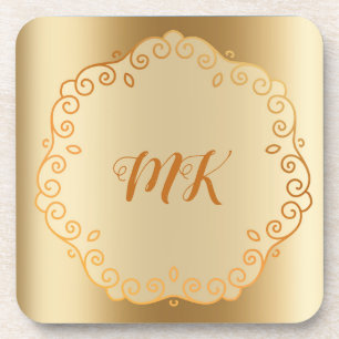 Elegantes Gold Doily Design Mit Monogramm Getränkeuntersetzer