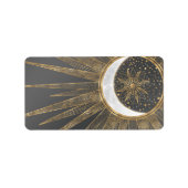 Elegantes Gold Doodles Sun Moon Mandala Design Adressaufkleber (Vorne)