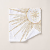 Elegantes Gold Doodles Sun Moon Mandala Design Badhandtuch Set (Waschlappen)