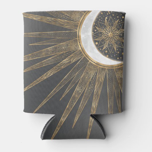 Elegantes Gold Doodles Sun Moon Mandala Design Dosenkühler (Vorderseite)