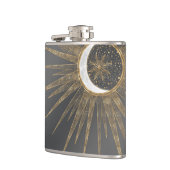 Elegantes Gold Doodles Sun Moon Mandala Design Flachmann (Links)