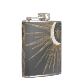 Elegantes Gold Doodles Sun Moon Mandala Design Flachmann (Rechts)