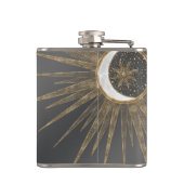 Elegantes Gold Doodles Sun Moon Mandala Design Flachmann (Rückseite)