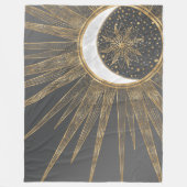 Elegantes Gold Doodles Sun Moon Mandala Design Fleecedecke (Vorderseite)