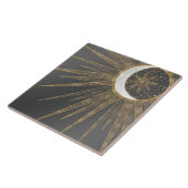 Elegantes Gold Doodles Sun Moon Mandala Design Fliese (Seite)