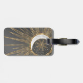 Elegantes Gold Doodles Sun Moon Mandala Design Gepäckanhänger (Rückseite horizontal)
