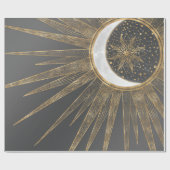 Elegantes Gold Doodles Sun Moon Mandala Design Geschenkpapier (Flach)