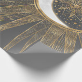 Elegantes Gold Doodles Sun Moon Mandala Design Geschenkpapier (Ecke)