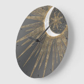 Elegantes Gold Doodles Sun Moon Mandala Design Große Wanduhr (Winkel)