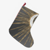 Elegantes Gold Doodles Sun Moon Mandala Design Großer Weihnachtsstrumpf (Vorderansicht (hängend))