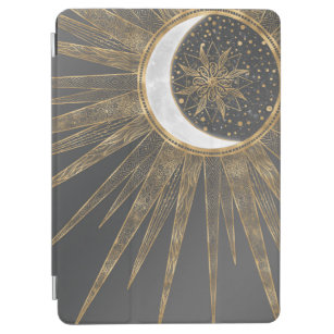 Elegantes Gold Doodles Sun Moon Mandala Design iPad Air Hülle