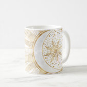Elegantes Gold Doodles Sun Moon Mandala Design Kaffeetasse (VorderseiteRechts)