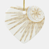 Elegantes Gold Doodles Sun Moon Mandala Design Keramik Ornament (Hinten)