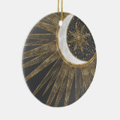 Elegantes Gold Doodles Sun Moon Mandala Design Keramik Ornament (Rechts)