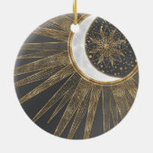 Elegantes Gold Doodles Sun Moon Mandala Design Keramik Ornament (Hinten)