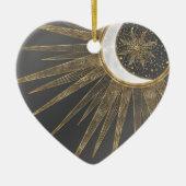 Elegantes Gold Doodles Sun Moon Mandala Design Keramik Ornament (Vorne)