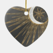 Elegantes Gold Doodles Sun Moon Mandala Design Keramik Ornament (Hinten)