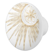 Elegantes Gold Doodles Sun Moon Mandala Design Keramikknauf (Rechts)