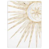 Elegantes Gold Doodles Sun Moon Mandala Design Klemmbrett (Rückseite)