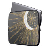 Elegantes Gold Doodles Sun Moon Mandala Design Laptopschutzhülle (Vorderseite Links)