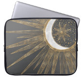 Elegantes Gold Doodles Sun Moon Mandala Design Laptopschutzhülle (Vorderseite)