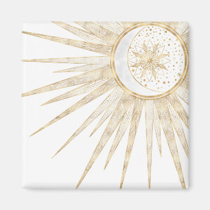 Elegantes Gold Doodles Sun Moon Mandala Design Magnet