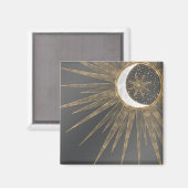 Elegantes Gold Doodles Sun Moon Mandala Design Magnet (Vorderseite/Rückseite)