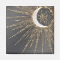 Elegantes Gold Doodles Sun Moon Mandala Design