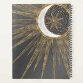 Elegantes Gold Doodles Sun Moon Mandala Design Planer (Rückseite)