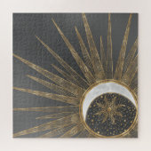 Elegantes Gold Doodles Sun Moon Mandala Design Puzzle (Horizontal)