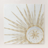 Elegantes Gold Doodles Sun Moon Mandala Design Puzzle (Horizontal)