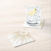 Elegantes Gold Doodles Sun Moon Mandala Design Rechteckiger Pappuntersetzer (Vor Ort)