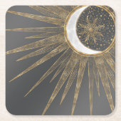Elegantes Gold Doodles Sun Moon Mandala Design Rechteckiger Pappuntersetzer (Vorderseite)