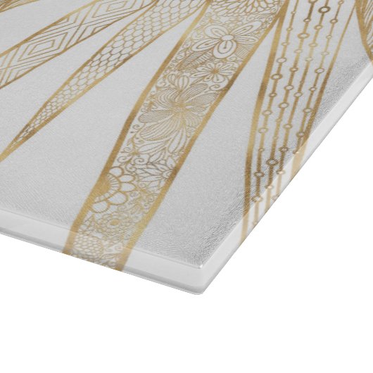 Elegantes Gold Doodles Sun Moon Mandala Design Schneidebrett (Ecke)