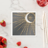 Elegantes Gold Doodles Sun Moon Mandala Design Serviette (Beispiel)