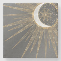 Elegantes Gold Doodles Sun Moon Mandala Design