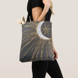 Elegantes Gold Doodles Sun Moon Mandala Design Tasche