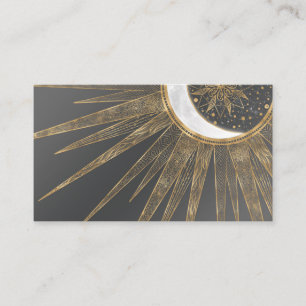 Elegantes Gold Doodles Sun Moon Mandala Design Visitenkarte