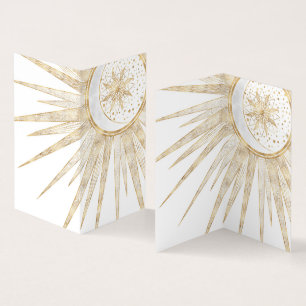 Elegantes Gold Doodles Sun Moon Mandala Design Visitenkarten