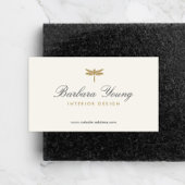 Elegantes Gold-Dragonfly-Logo für Elfenbein Visitenkarte