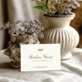 Elegantes Gold-Dragonfly-Logo für Elfenbein Visitenkarte