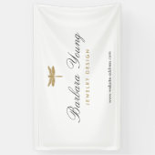 Elegantes Gold-Dragonfly-Logo in Weiß Banner (Vertikal)