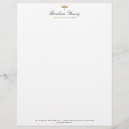 Elegantes Gold-Dragonfly-Logo in Weiß Briefkopf