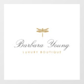 Elegantes Gold-Dragonfly-Logo in Weiß Fensteraufkleber (Blatt)