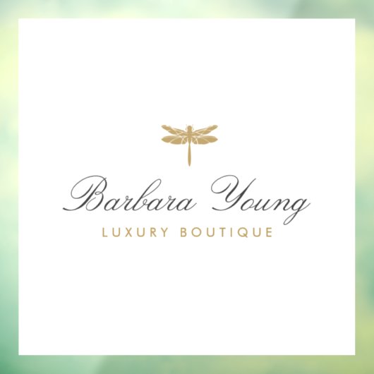 Elegantes Gold-Dragonfly-Logo in Weiß Fensteraufkleber (Blatt 3)