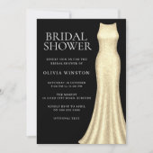 Elegantes Gold Dress & Black Brautparty Einladung (Vorderseite)